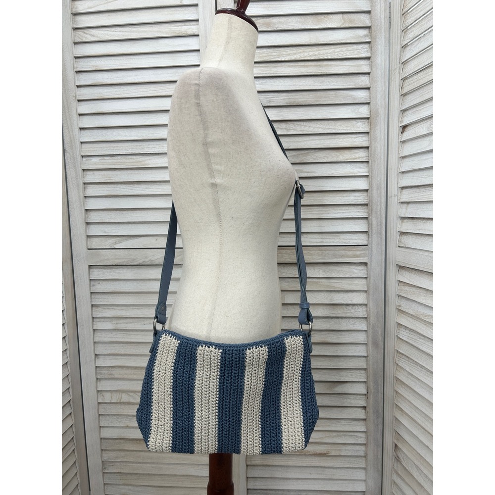 The Sak Crossbody Bag Blue Cream Stripe Coastal Boho Preppy